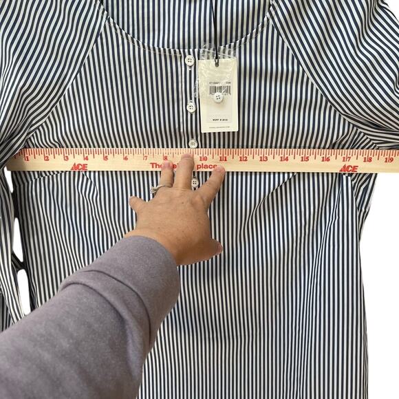 7 For All Mankind Striped Ruffle Long Sleeve Blouse Coastal Hamptons Small 7FAM - Picture 9 of 11